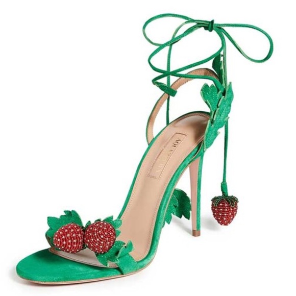 Aquazzura Jungle Green Fragolina Suede Stiletto Sandals - Picture 3 of 16